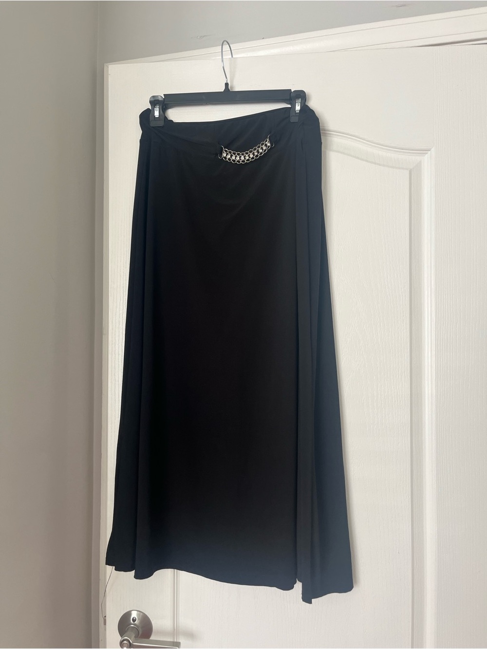Black Maxi Skirt with Chain Accent